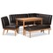 Baxton Studio Daymond Mid-Century Dark Brown Faux Leather and Walnut Brown Finished Wood 5-PC Dining Nook Set 186-11349-11350-11351-9305-Zoro - alternate 1